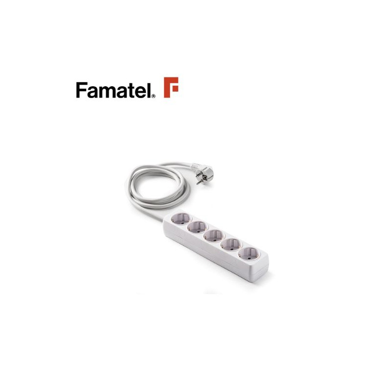Base 5 Tomas TT 3x1,5mm 1,5 metros de cable Ecosockets (A) FAMATEL C10