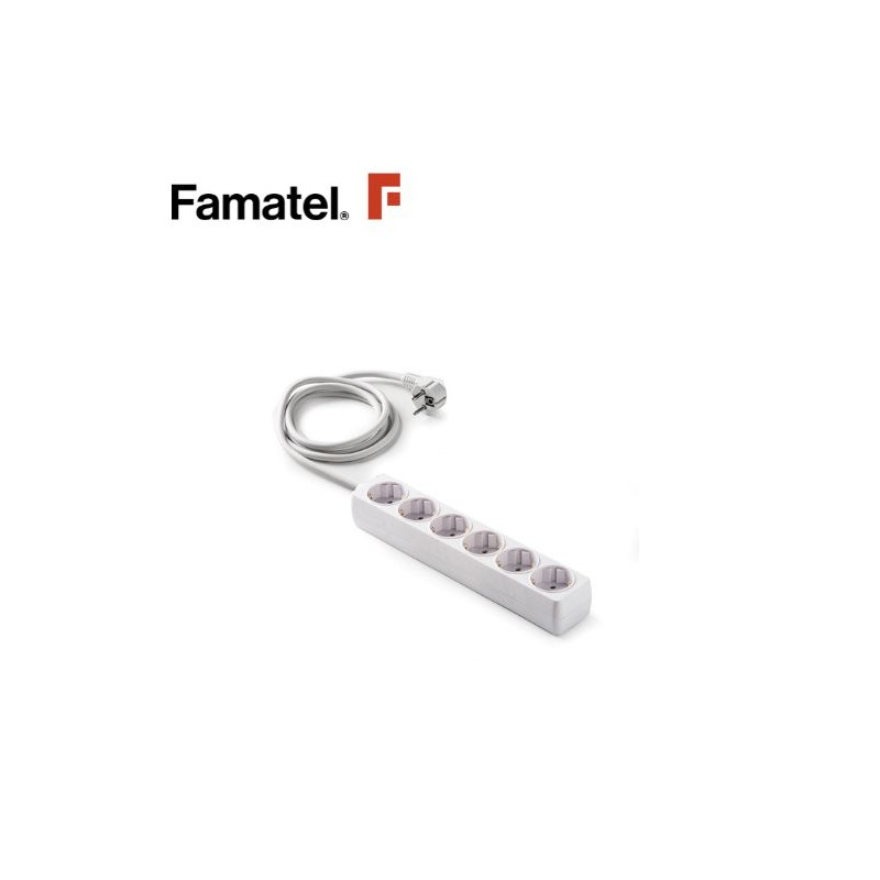 Base 6 Tomas TT 3x1,5mm 1,5 metros de cable Ecosockets (A) FAMATEL C10