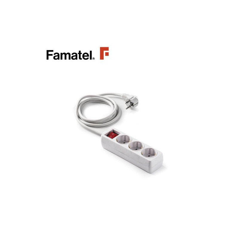 Base 3 Tomas TT 3x1,5mm 1,5 metros de cable con interruptor Ecosockets (A) FAMATEL C10
