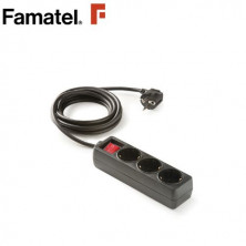 Base 3 Tomas TT 3x1,5mm 1,5 metros de cable con interruptor Ecosockets Negro (A) FAMATEL C10