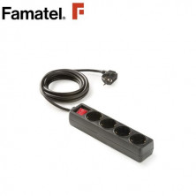 Base 4 Tomas TT 3x1,5mm 1,5 metros de cable con interruptor Ecosockets Negro (A) FAMATEL C10