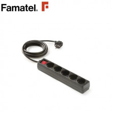 Base 5 Tomas TT 3x1,5mm 1,5 metros de cable con interruptor Ecosockets Negro (A) FAMATEL C10