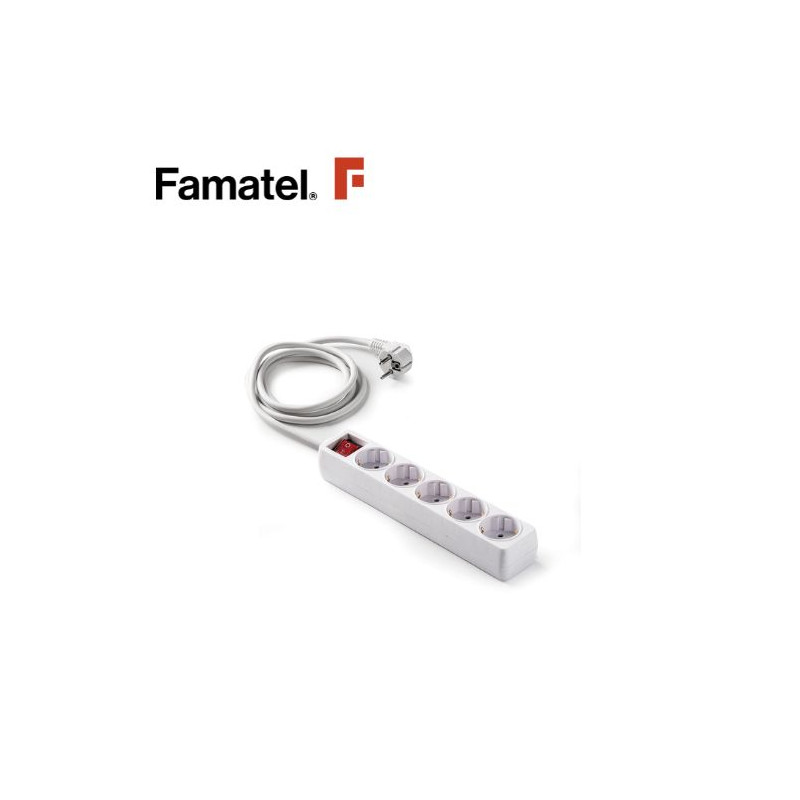 Base 5 Tomas TT 3x1,5mm 3 metros de cable con interruptor Ecosockets (B) FAMATEL C10