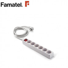 Base 6 Tomas TT 3x1,5mm 3 metros de cable con interruptor Ecosockets (B) FAMATEL C10