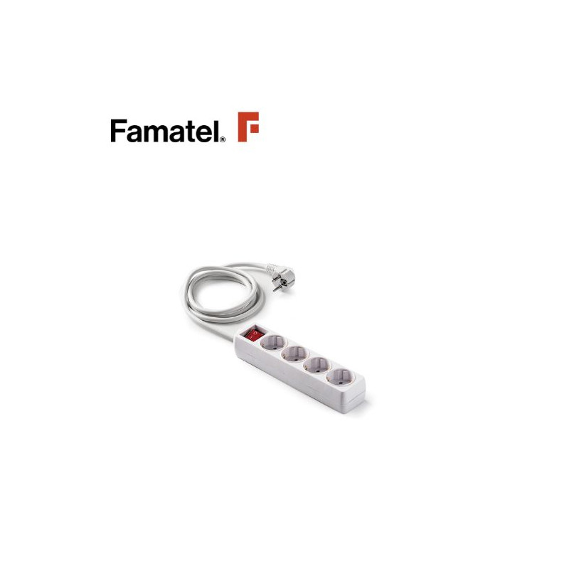 Base 4 Tomas TT 3x1,5mm 5 metros de cable con interruptor ecosocket FAMATEL C5