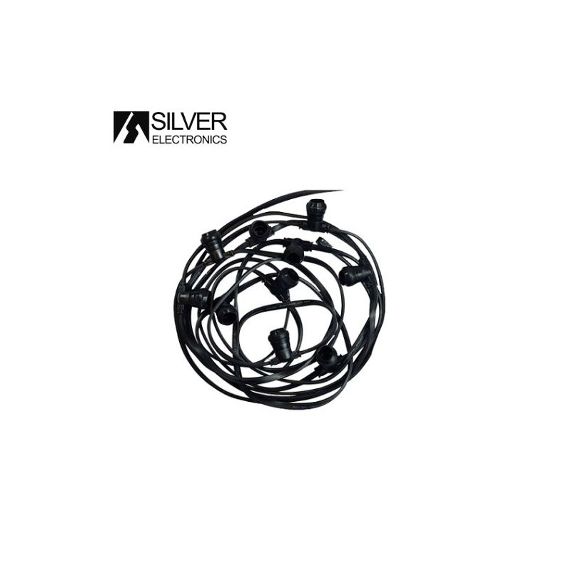 Guirnalda decorativa 10m con 20 portaE27 Bombillas NO Incluidas IP64 SILVER C1