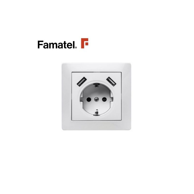 Mecanismo empotrar Serie HABITAT15 Toma + 2 USB Blanco FAMATEL / 6