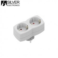 Adaptador Doble Vertical Blanco TT 16A-220V SILVER C1/10