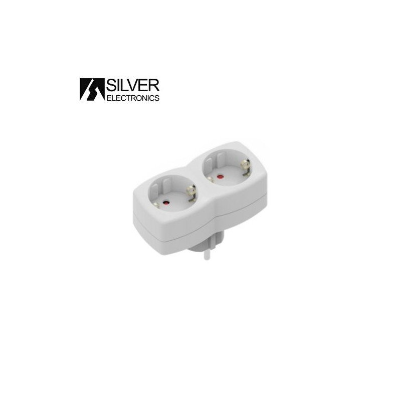Adaptador Doble Vertical Blanco TT 16A-220V SILVER C1/10