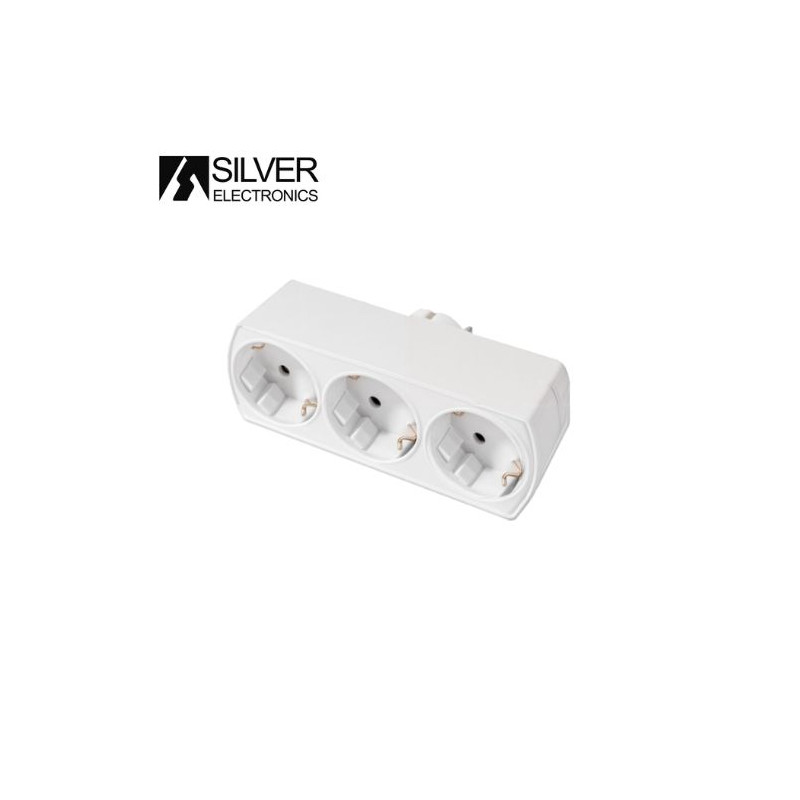 Adaptador Triple Vertical Frontal Blanco TT 16A-220V SILVER C1/10