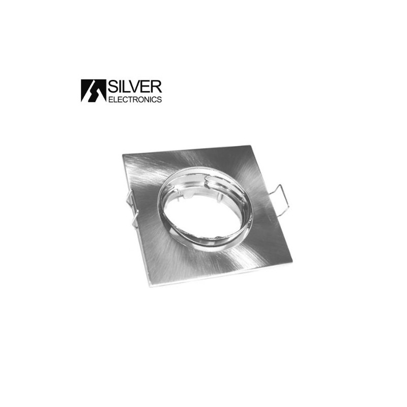Aro cuadrado basculante Níquel Satín GU10 Incluido 83 x 83mm Diámetro empotramiento 75mm SILVER C1
