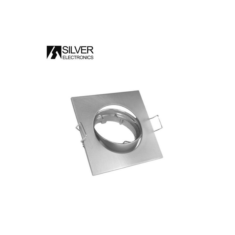 Aro cuadrado basculante Níquel Mate GU10 Incluido 83 x 83mm O empotromiento 75mm SILVER