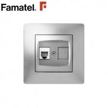 Mecanismo empotrar Serie HABITAT15 Base de Telefono RJ11 Color Aluminio FAMATEL / 6