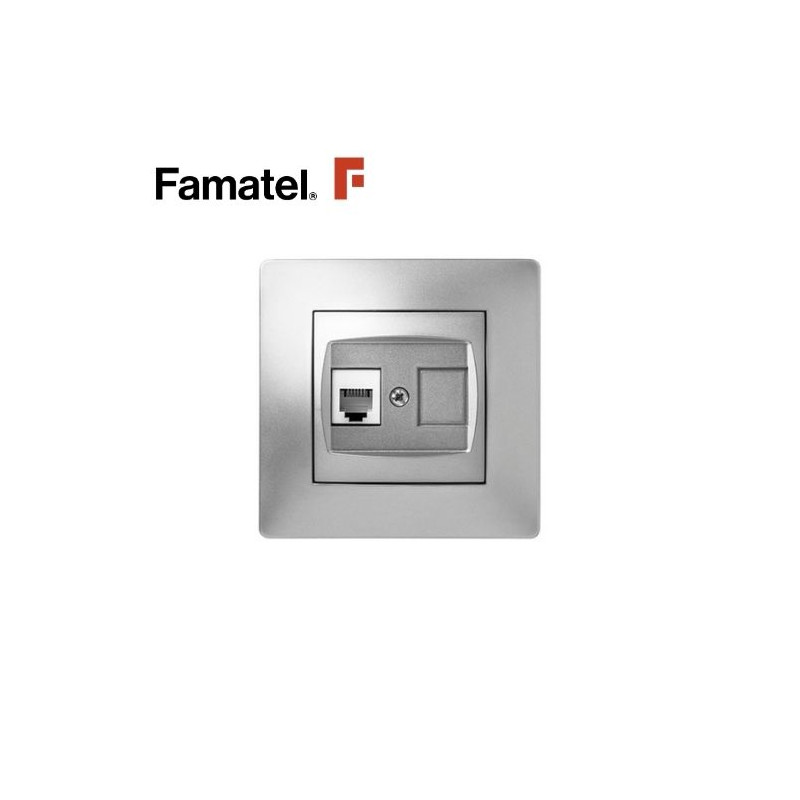 Mecanismo empotrar Serie HABITAT15 Base de Telefono RJ11 Color Aluminio FAMATEL / 6