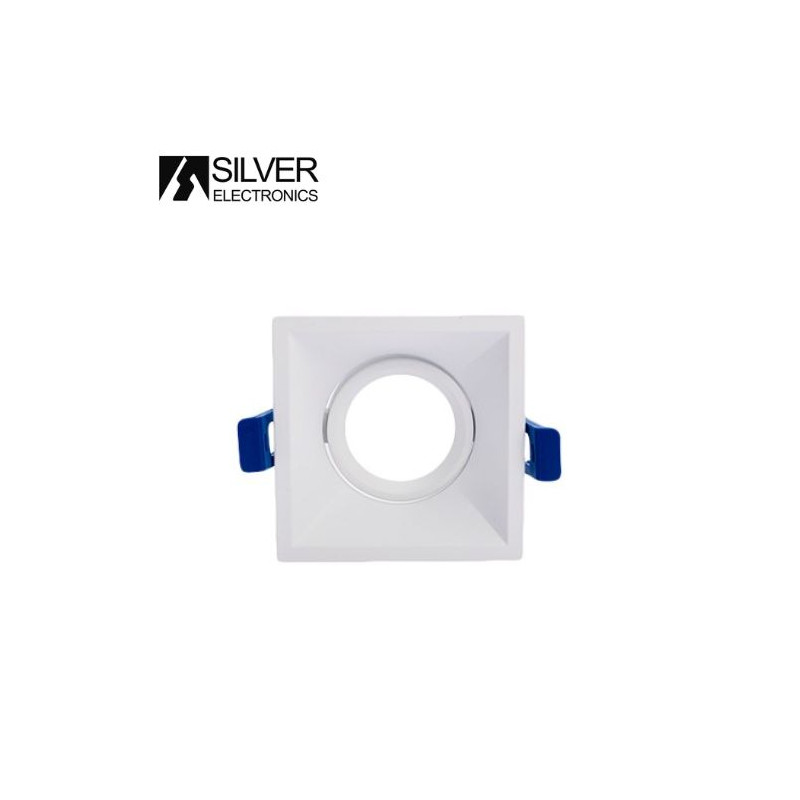 Aro cuadrado basculante Blanco GU10 NO Incluido 90 x 90mm Diámetro empotramiento 80mm BOLT SILVER C1