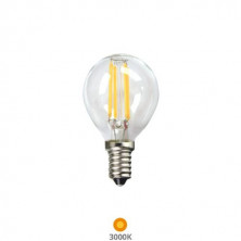 Bombilla Esférica LED E14 4w 3000K 450Lm FILAMENTO Transparente 220V PREMIUM SILVER