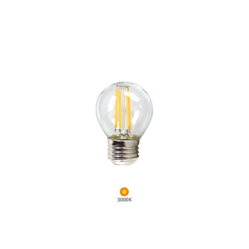 Bombilla Esférica LED E27 4w 3000K 450Lm FILAMENTO Transparente 220V PREMIUM SILVER C10