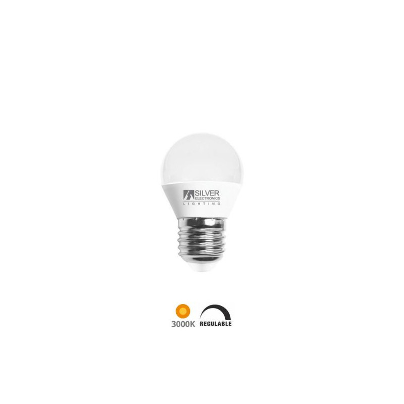 Bombilla Esférica LED ((( REGULABLE ))) E27 5w 3000K 320Lm 220V PREMIUM SILVER C1
