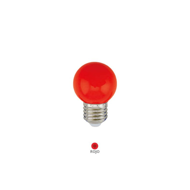 Bombilla Esférica LED E27 1w Rojo DECORATIVA IP44 220V PREMIUM SILVER C10