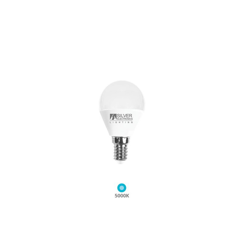 Bombilla Esférica LED E14 7w 5000K 620Lm 220V PREMIUM SILVER C10