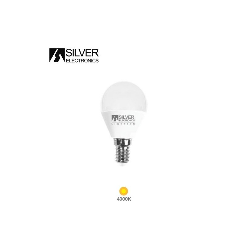 Bombilla Esférica LED E14 7w 4000K 660Lm 220V SILVER C10