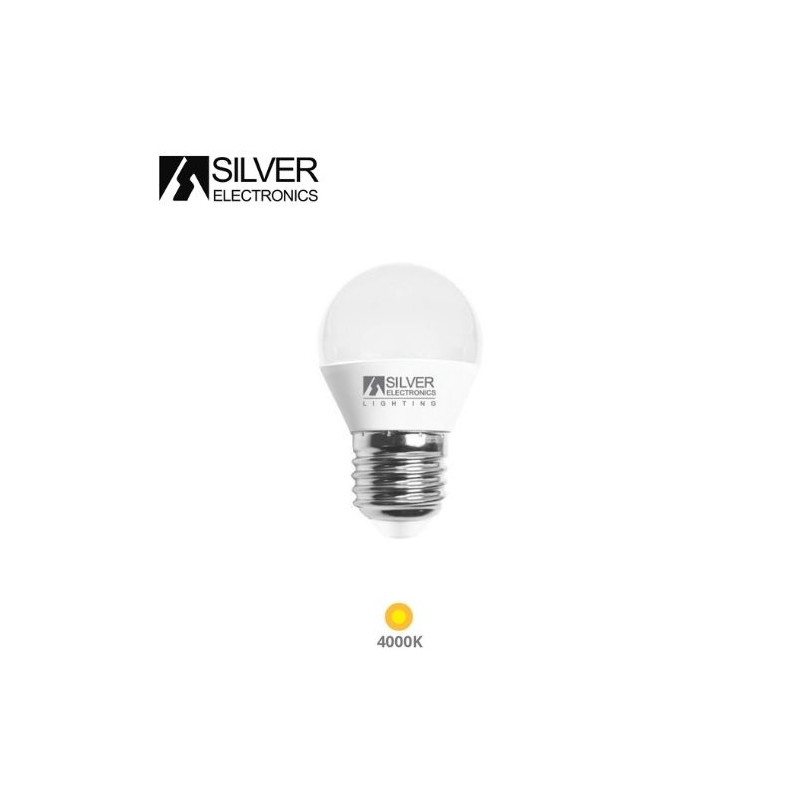 Bombilla Esférica LED E27 7w 4000K 660Lm 220V SILVER C10
