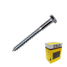 Tirafondo cabeza hexagonal DIN 571 Diámetro 6x50 mm cincado Caja de 250 unidades CELO