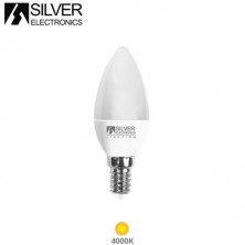 Bombilla Vela LED E14 7w 4000K 660Lm 220V SILVER C10