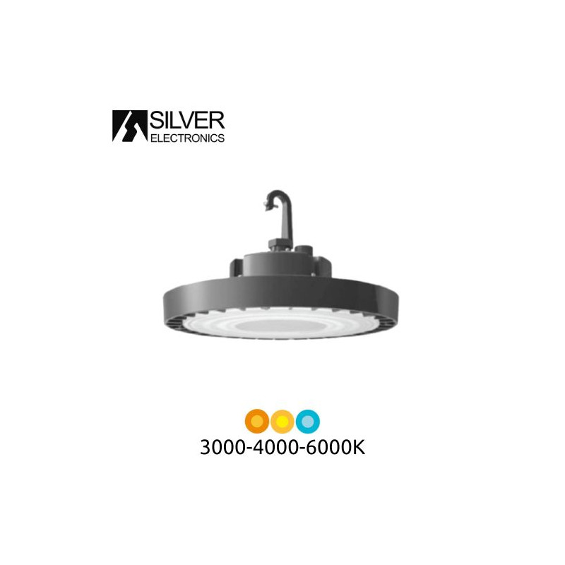 Campana Industrial 100w CCT Tono de luz ajustable 11000Lm Negro PUNCH 3 SILVER C1