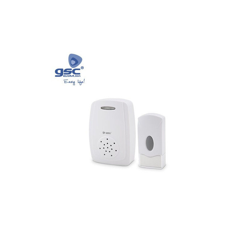 Timbre inalámbrico con pulsador 80m 85dB Alimentado a pilas 3xAA + 1x23A IP44 GSC C12/48 UUS