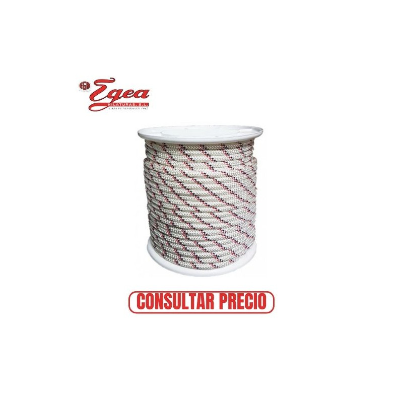 Cuerda Poliéster Driza-Trenzada 8mm Blanco Distintivo Rollo 100m EGEA