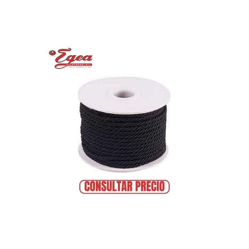 Cuerda Poliéster Driza-Trenzada 8mm Negra Rollo 100m EGEA
