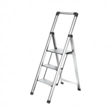 Taburete aluminio anodizado peldaño ancho 3 peldaños Cerrado extraplano 5cm ALUZEN SVELT