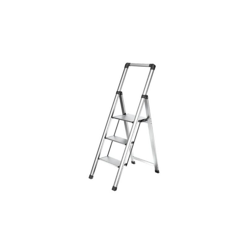 Taburete aluminio anodizado peldaño ancho 3 peldaños Cerrado extraplano 5cm ALUZEN SVELT