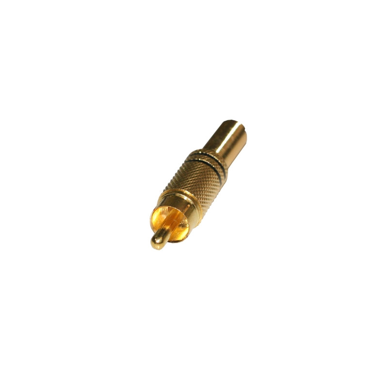 Conector RCA Macho audio metálico Dorado Negro AVALVA