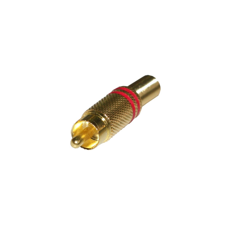Conector RCA Macho audio metálico Dorado Rojo AVALVA