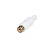 Conector Hembra aerea RCA audio plastico. Blanca