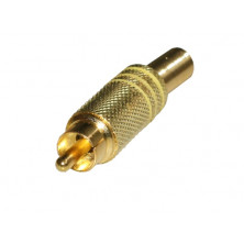 Conector RCA Macho video metalico. Dorado. Amarilla
