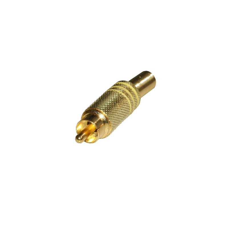 Conector RCA Macho video metalico. Dorado. Amarilla