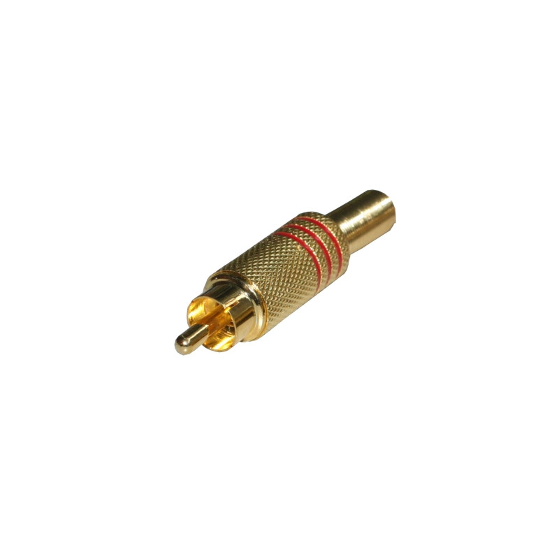 Conector RCA Macho video metalico. Dorado. Roja