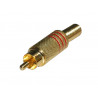 Conector RCA Macho video metalico. Dorado. Roja
