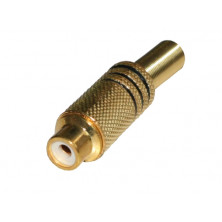 Conector Hembra aerea RCA video metalica. Dorada AVALVA