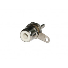 Conector Hembra RCA fijacion a rosca. Blanca