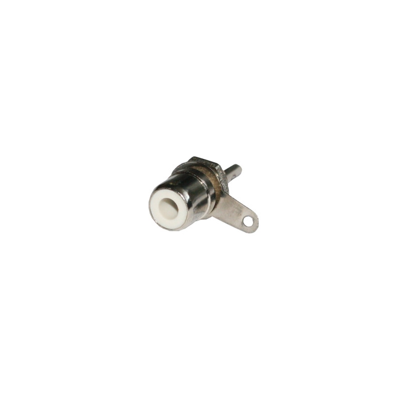 Conector Hembra RCA fijacion a rosca. Blanca