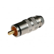 Conector RCA Macho metalico. Dorado. Tipo lujo. AVALVA