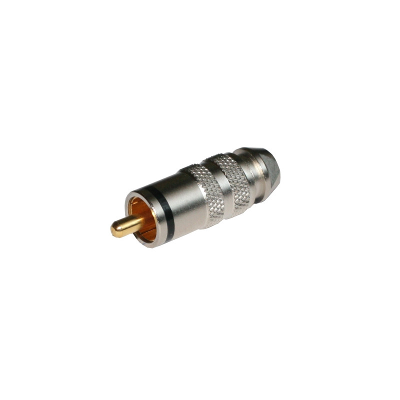 Conector RCA Macho metalico. Dorado. Tipo lujo. AVALVA