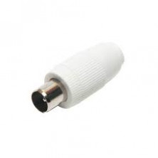 Conector Macho TV 9.5mm recto. Blanco