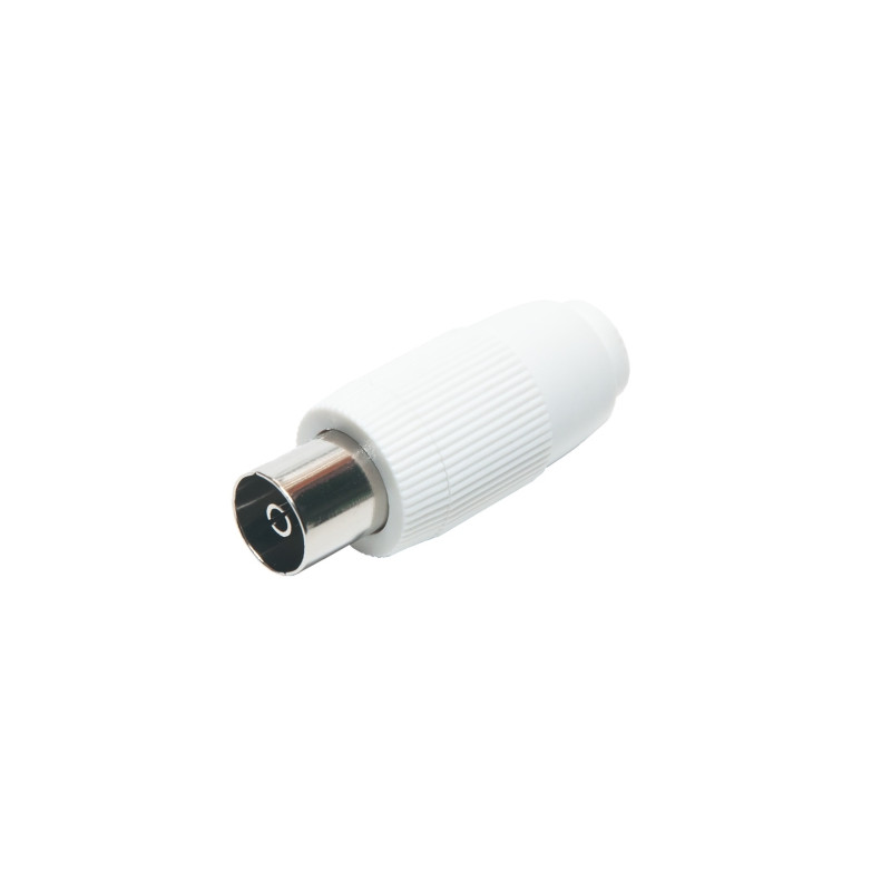 Conector Hembra TV 9.5mm recta Blanco AVALVA