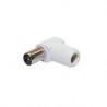 Conector Macho TV 9.5mm acodado. Blindado. Blanco AVALVA