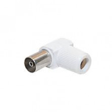 Conector Hembra TV 9.5mm acodada. Blindada. Blanco AVALVA